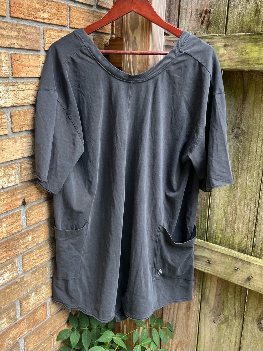 FP Movement by Free People Slate Gray HotShot Short Sleeve Pocketed Romper